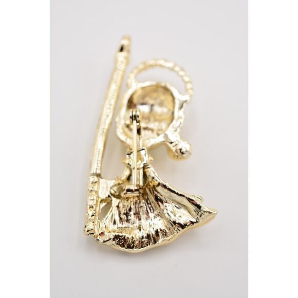 Tancer II Vintage Christmas Angel Pin Brooch Enamel Gold Holiday Signed BinAJ - Picture 11 of 12